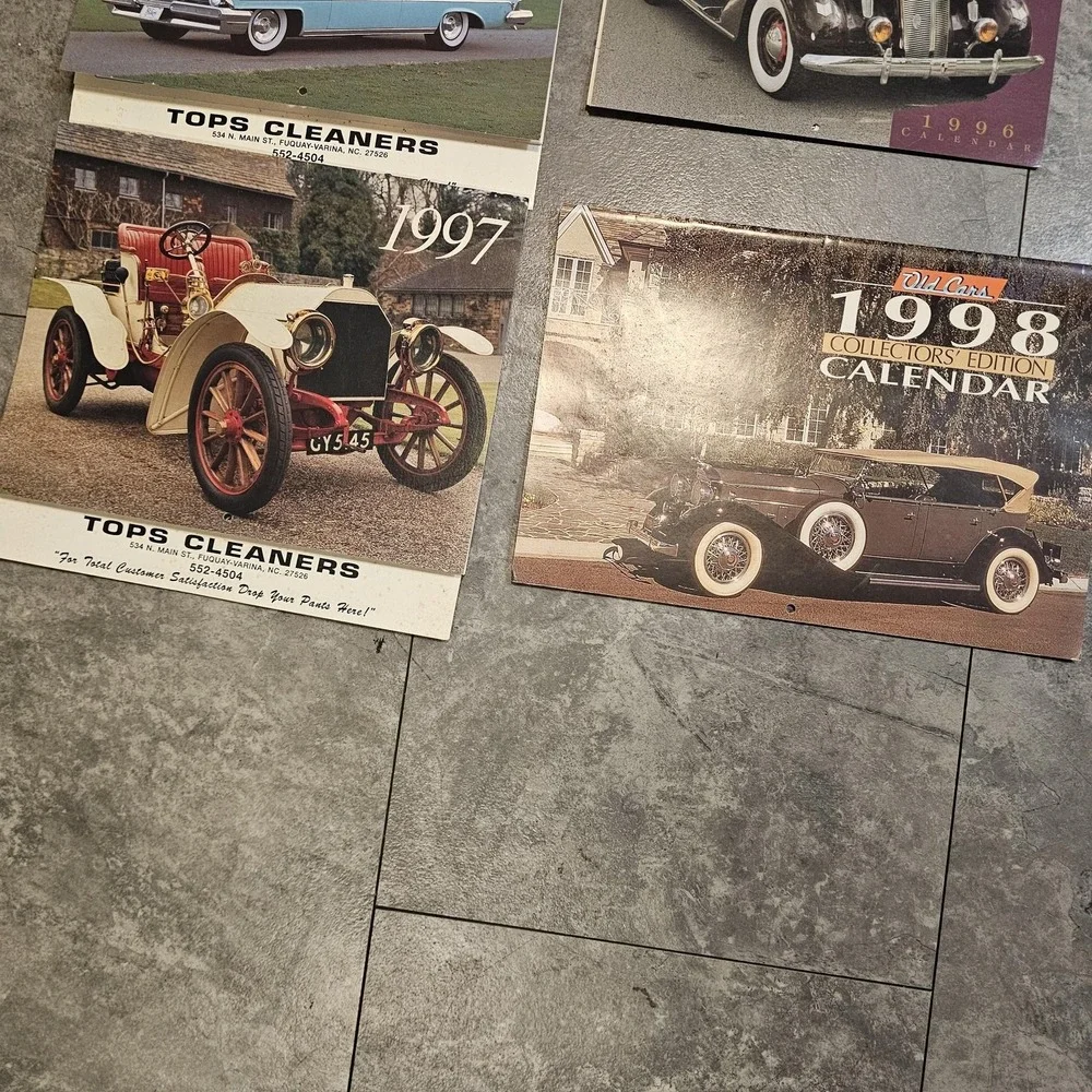 Vintage Old Cars Collector Car Calendar Lot 1990s Tops Cleaners Advertising USA